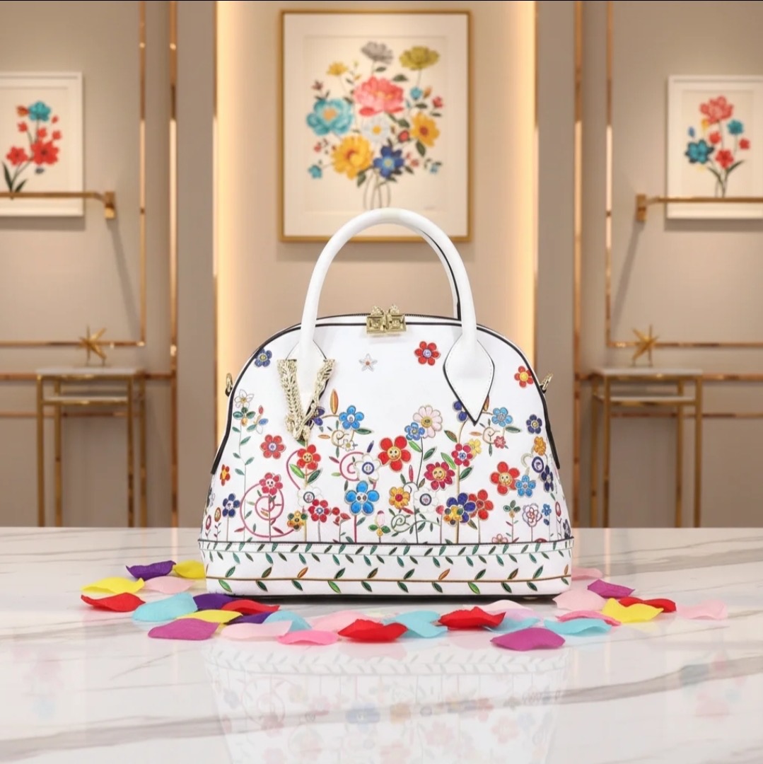 Floral Garden Shell Bag in White Floral