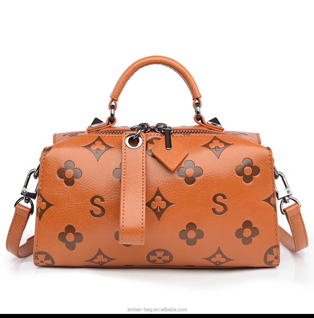 Monogram Barrel Crossbody in Tan