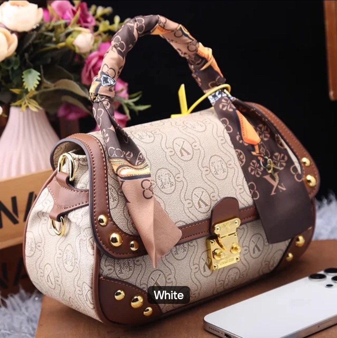 Monogram Studded Mini Satchel in White