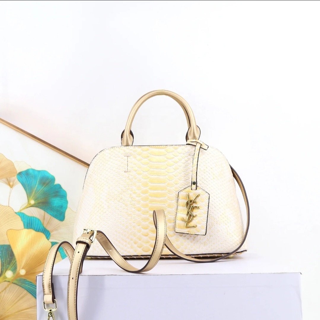 Python Shell Mini Dome Bag in Cream Python