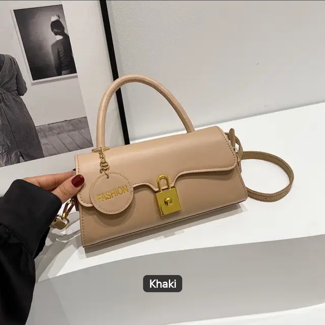Fashion Lock Mini Shoulder Bag in Khaki