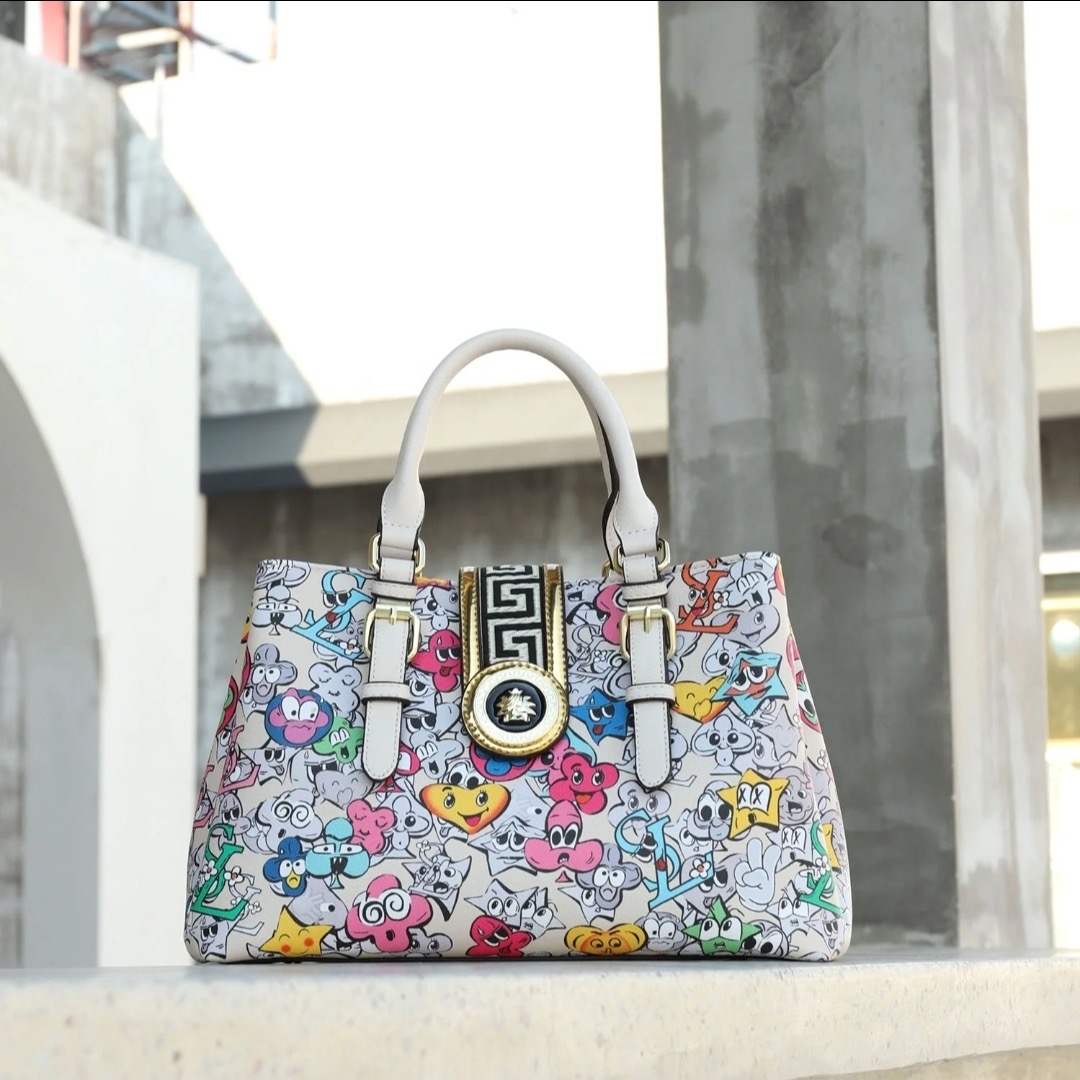 Panicle Baroque Boston Bag in White Graffiti